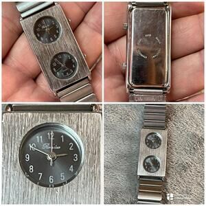VTG Rare Ronica Quartz Dual Dial Tank Watch !! Parts/repair !!